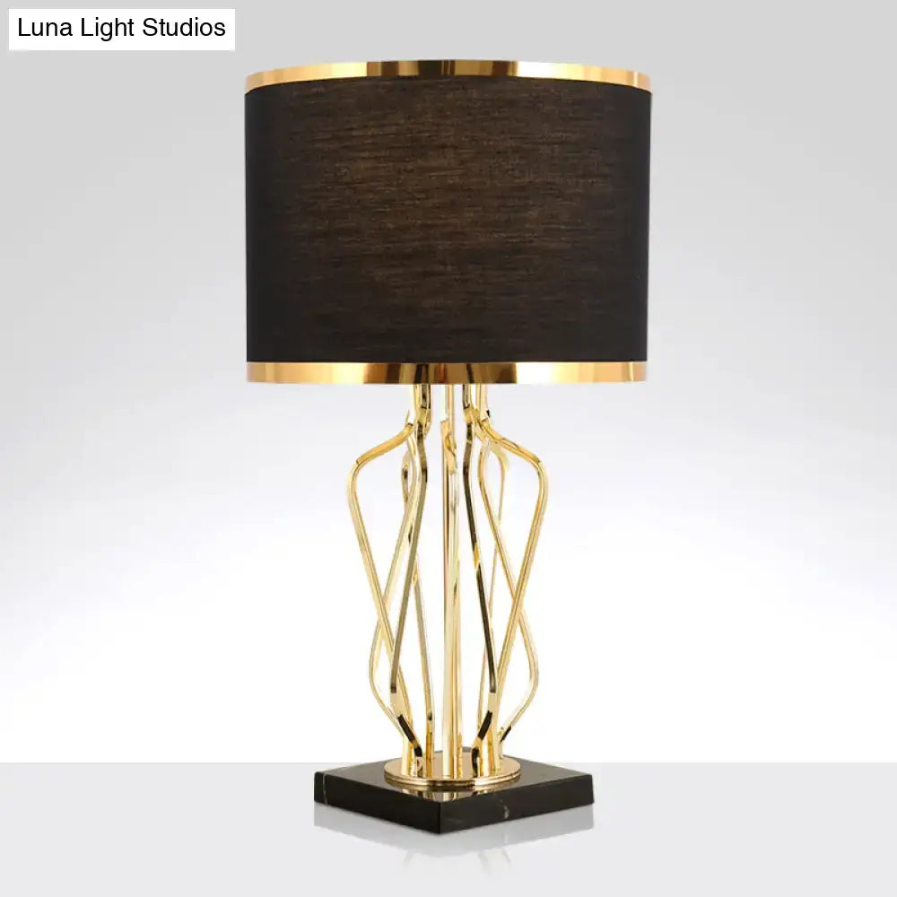Elegant gold and black fabric shade table lamp bedroom light