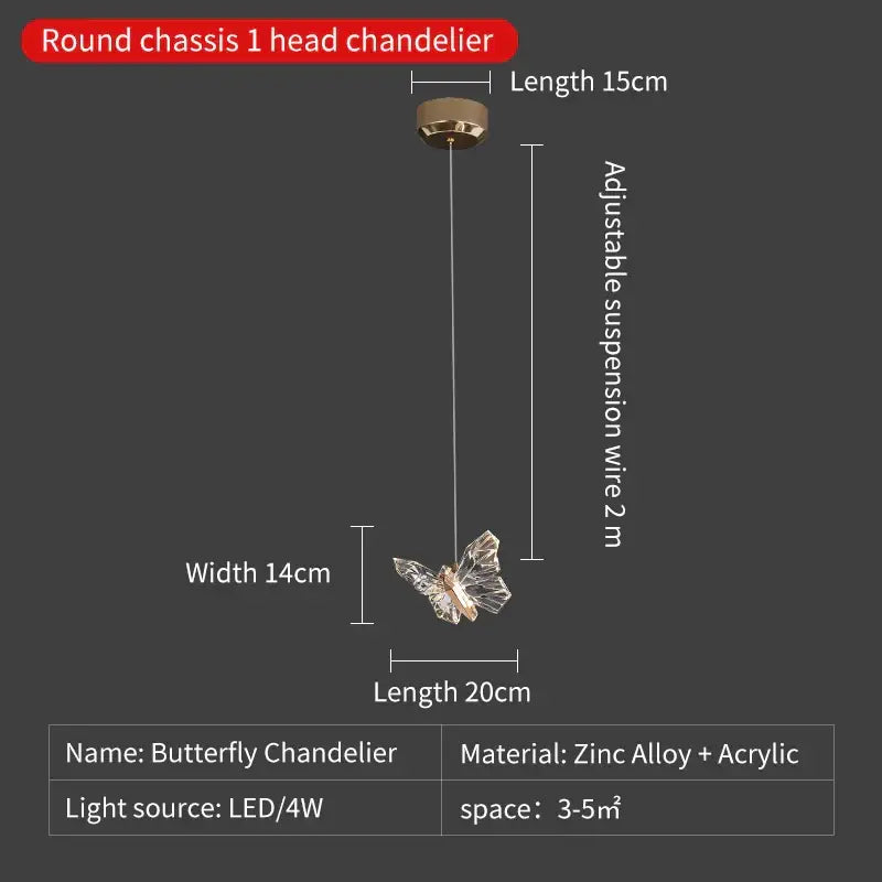 Elegant gold crystal butterfly ladder pendant lights for stairs