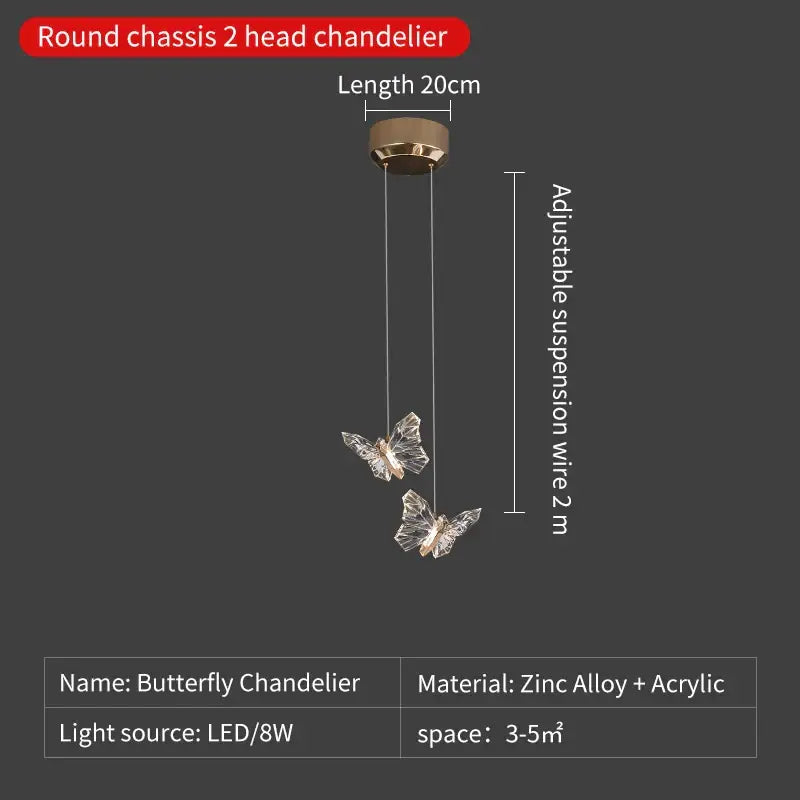 Elegant gold crystal butterfly ladder pendant lights for stairs