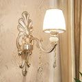 Elegant gold scrolled arm wall mount sconce bedroom crystal light