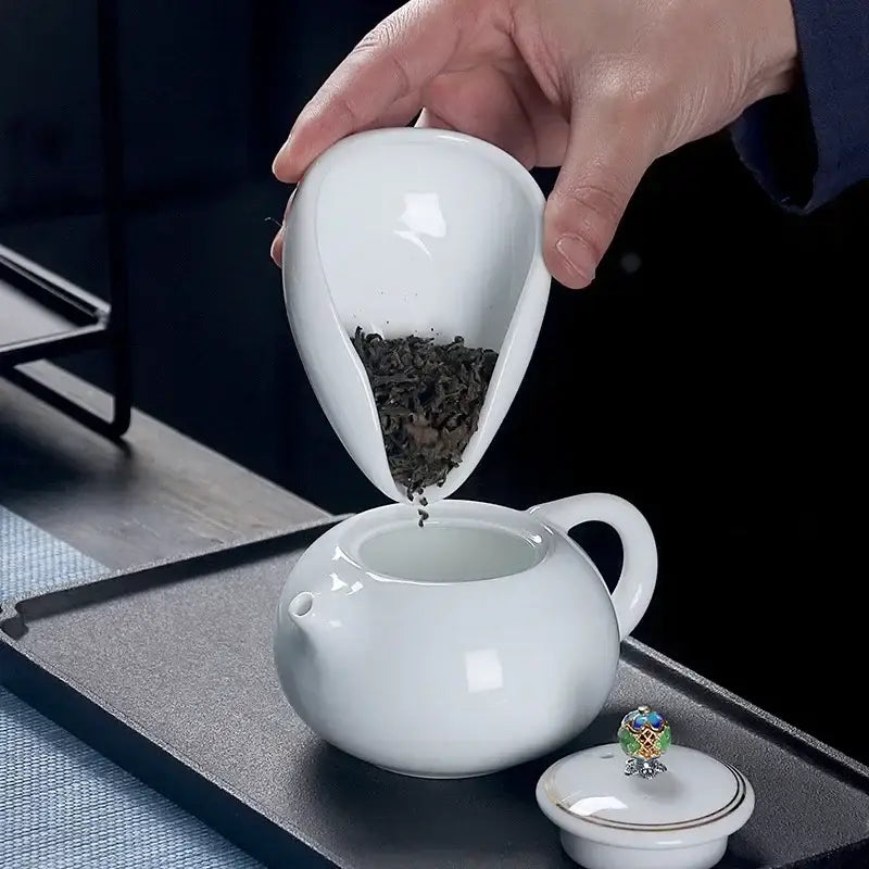 Elegant white ceramic dose trays and tea spoon set for kitchen