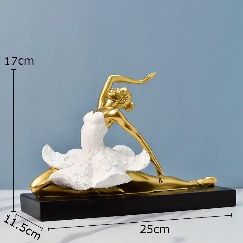 Elegant white & gold ballet dancer resin sculpture bedroom decor