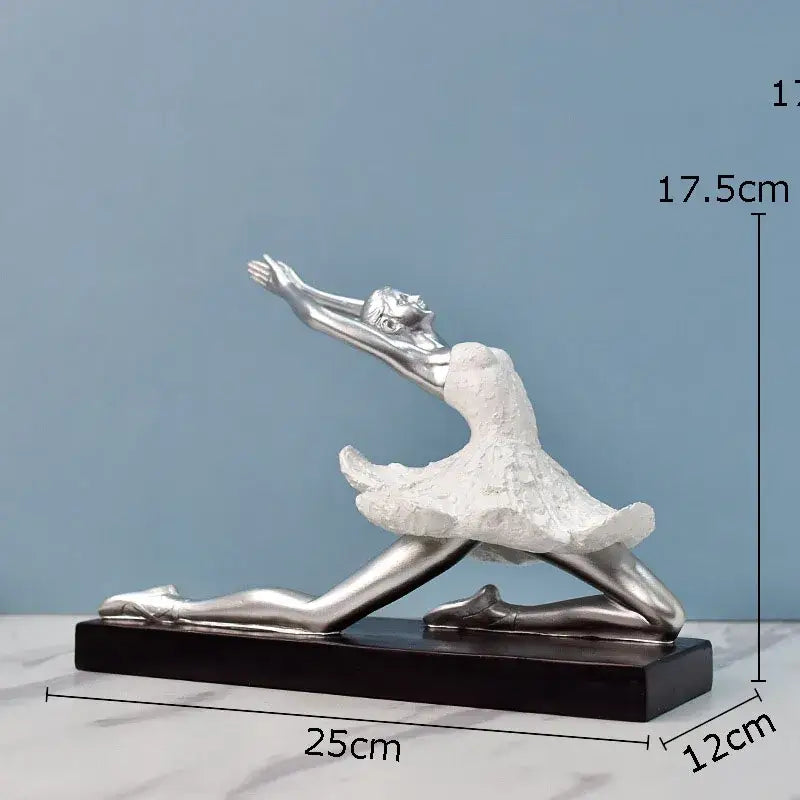 Elegant white & gold ballet dancer resin sculpture bedroom decor