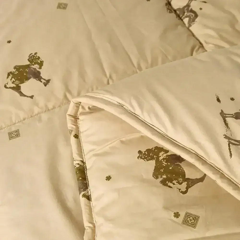 Embroidered beige camel hair quilted blanket bedroom comforter