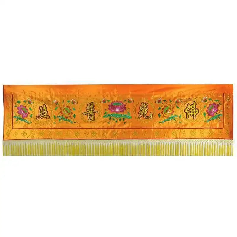 Embroidered red and gold buddhist worship set home temple banner