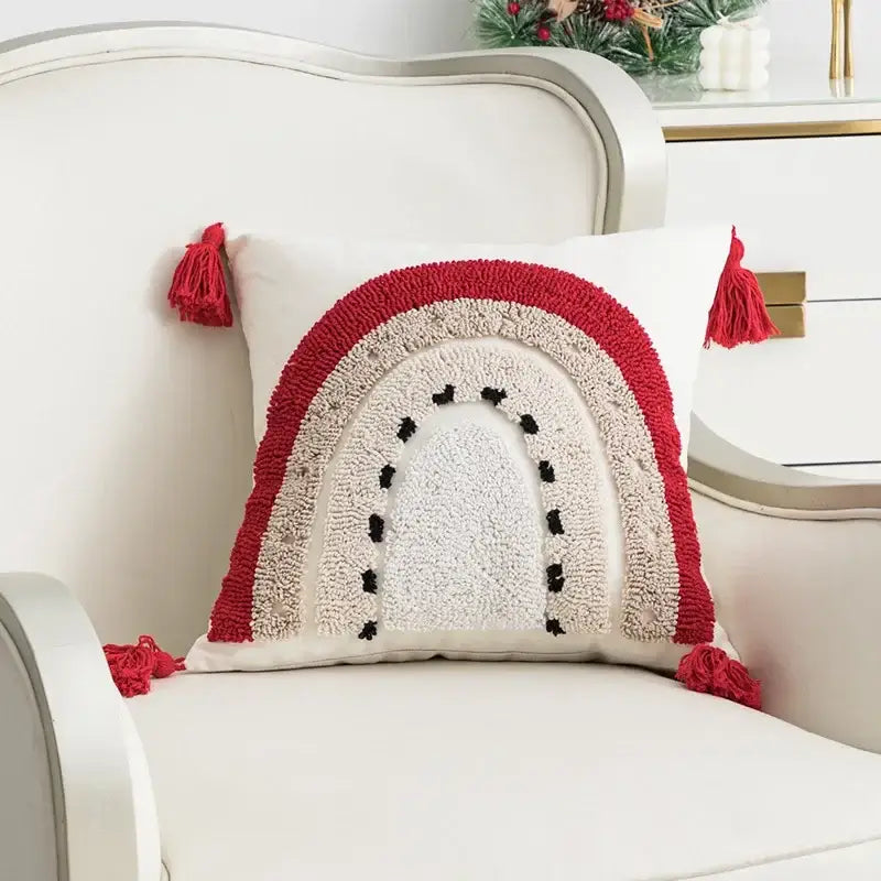 Embroidered red snowman cartoon christmas pillow covers living room