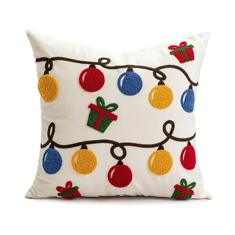 Embroidered red snowman cartoon christmas pillow covers living room