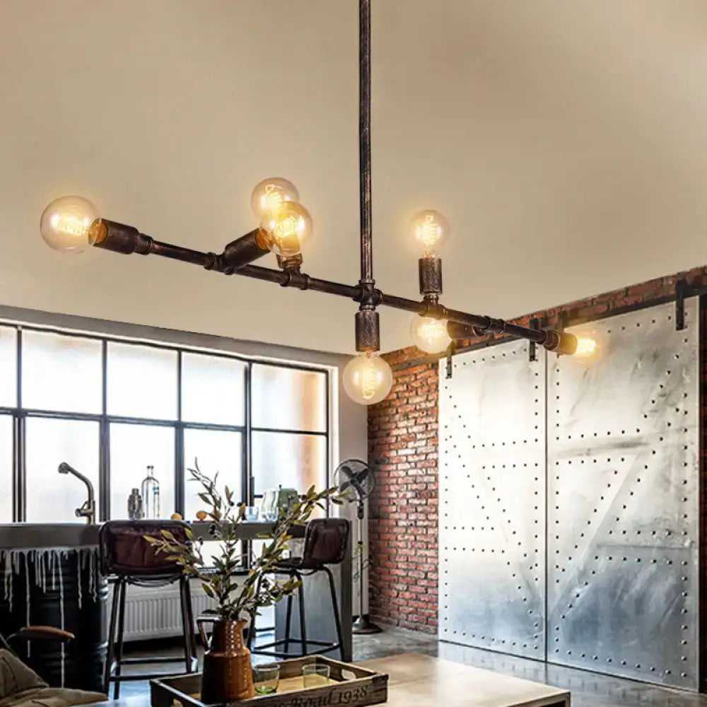Farmhouse style antique bronze wrought iron chandelier kitchen light