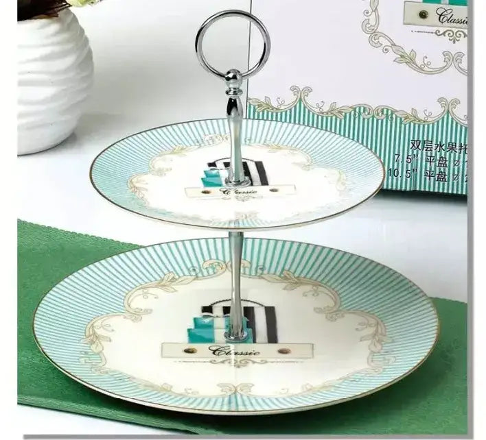 Floral blue & white bone china tea set dining room gold trimmed porcelain