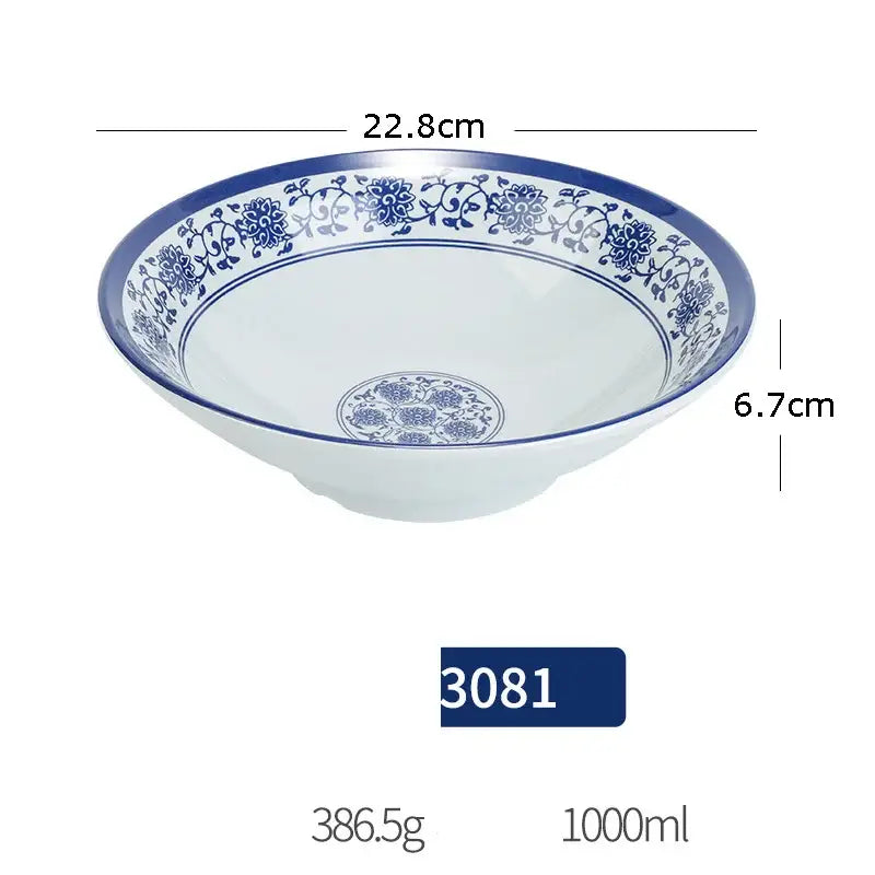 Floral blue & white imitation porcelain dinner set dining room