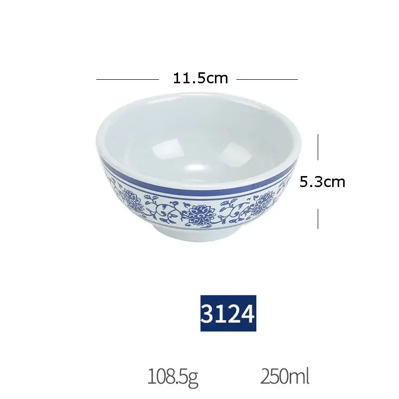 Floral blue & white imitation porcelain dinner set dining room
