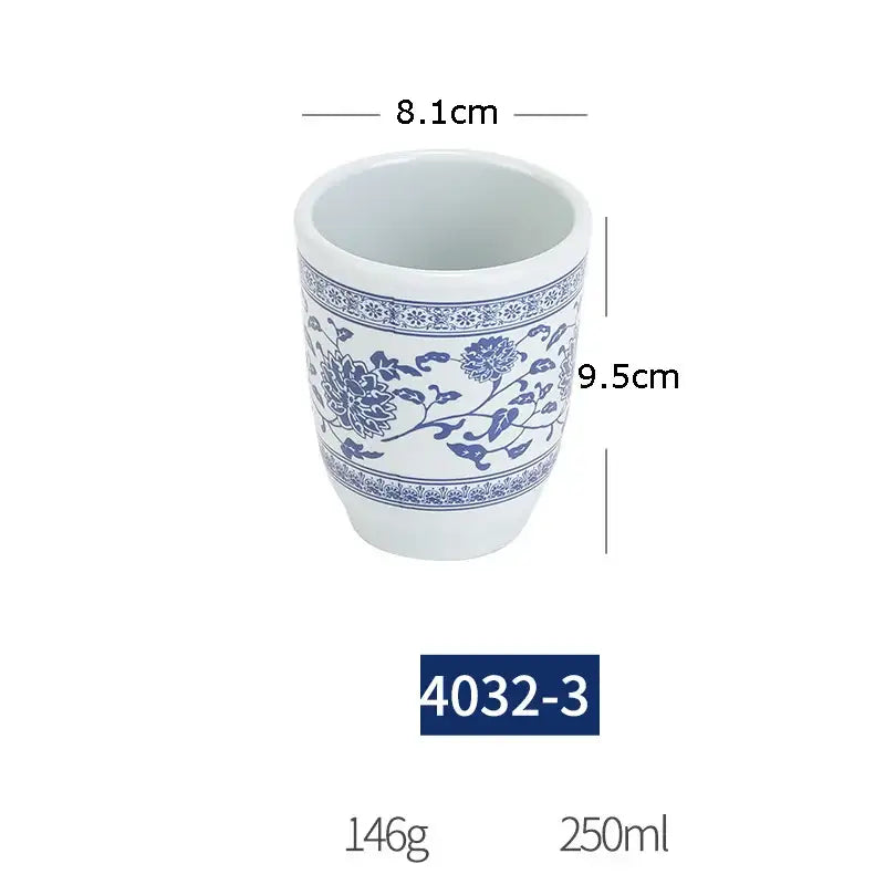 Floral blue & white imitation porcelain dinner set dining room