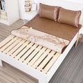 Floral brown woven cooling rattan mat and pillowcase set bedroom bed pad