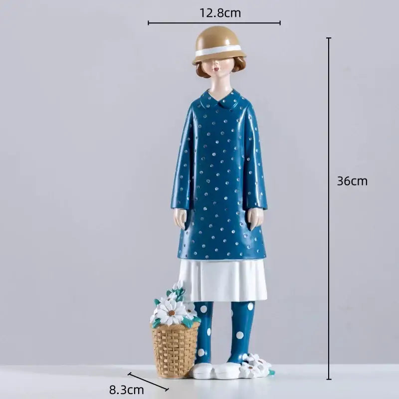 Floral crown woman resin figure sculpture living room decor