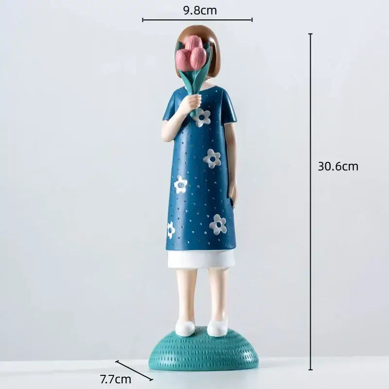 Floral crown woman resin figure sculpture living room decor