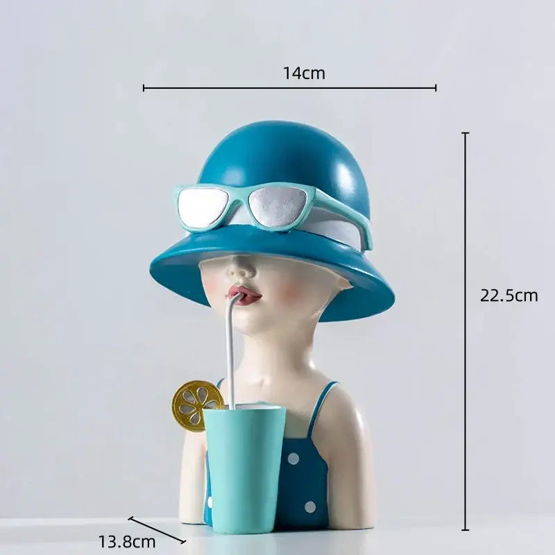 Floral crown woman resin figure sculpture living room decor