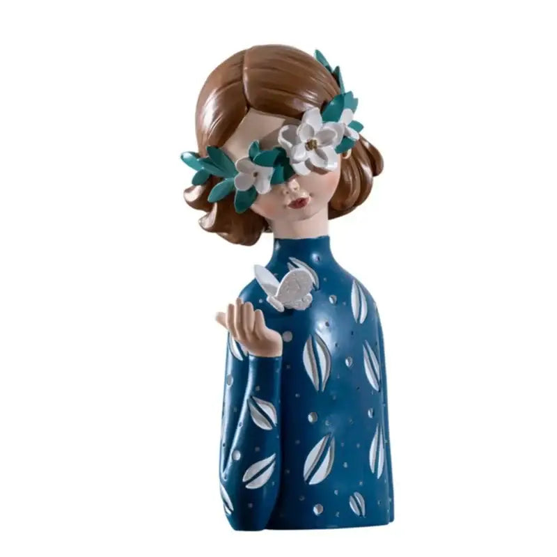 Floral crown woman resin figure sculpture living room decor