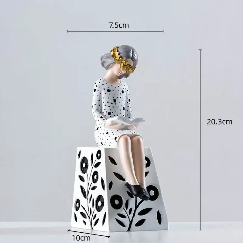 Floral crown woman resin figure sculpture living room decor