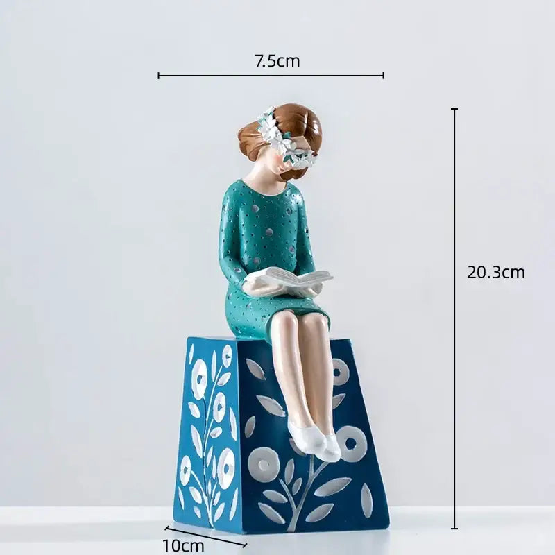Floral crown woman resin figure sculpture living room decor