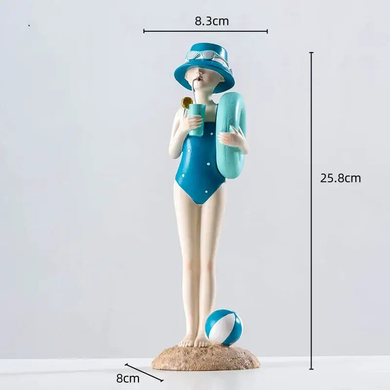 Floral crown woman resin figure sculpture living room decor