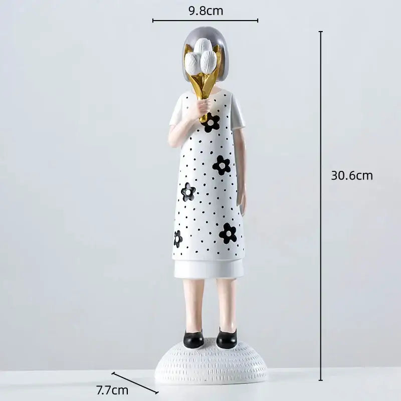 Floral crown woman resin figure sculpture living room decor