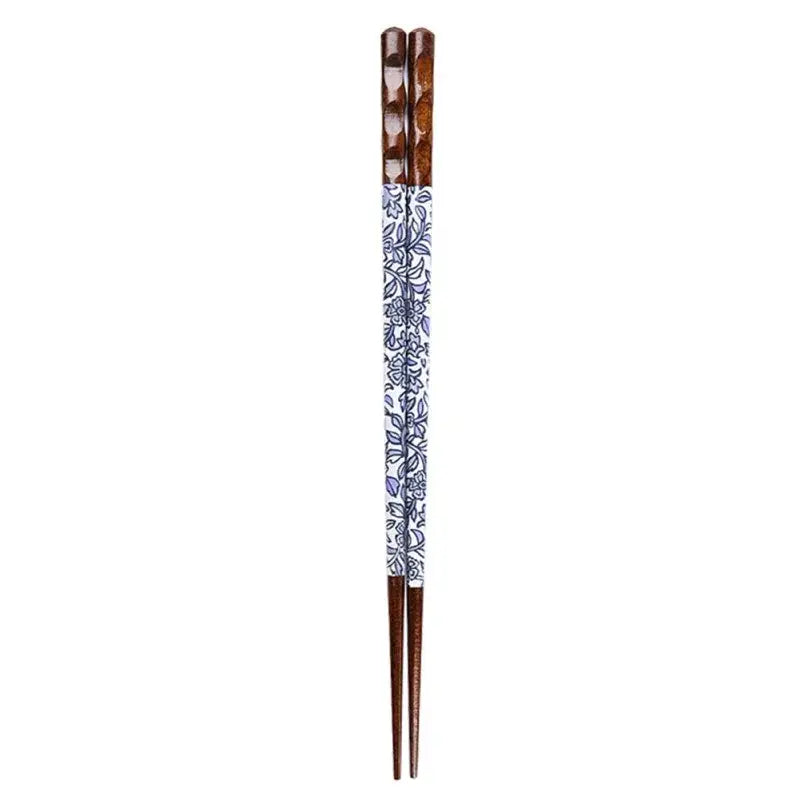 Floral patterned bamboo wood chopsticks set – dining room gift box