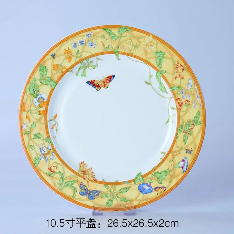 Floral turquoise & gold bone dinnerware set dining room tableware