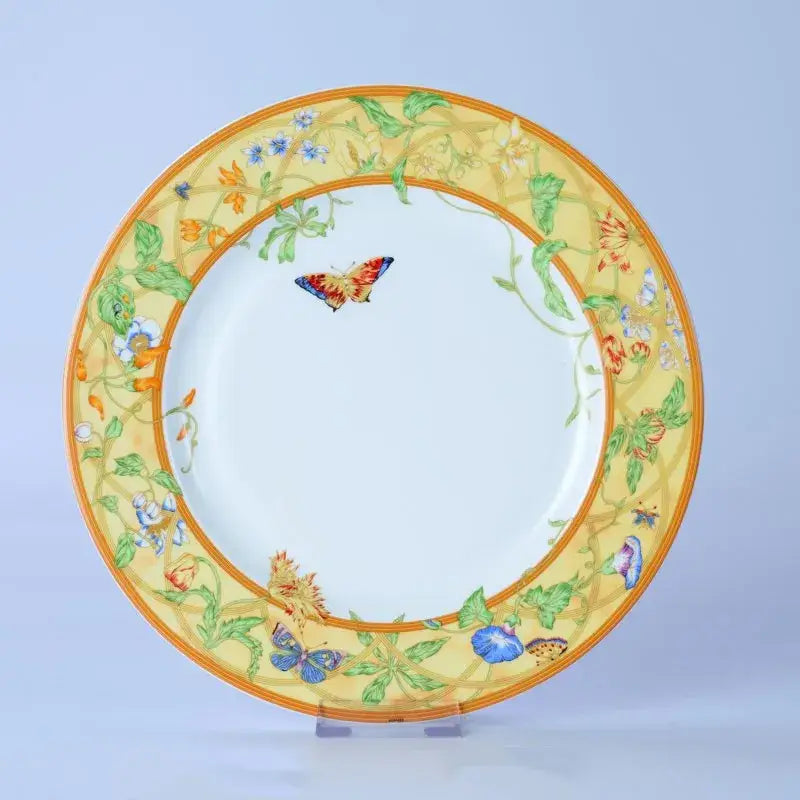 Floral turquoise & gold bone dinnerware set dining room tableware