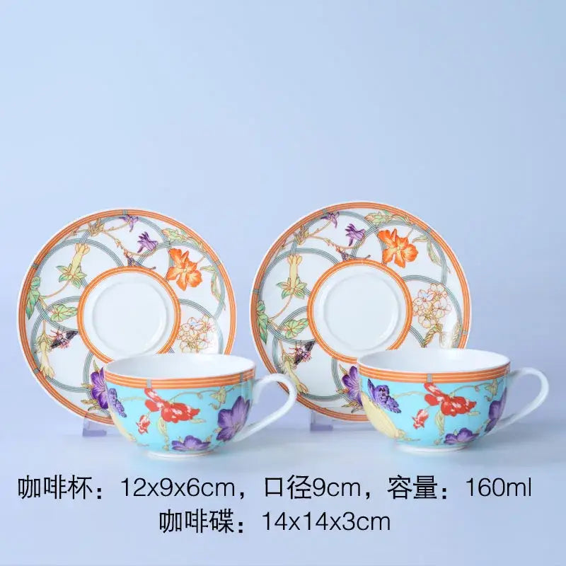 Floral turquoise & gold bone dinnerware set dining room tableware