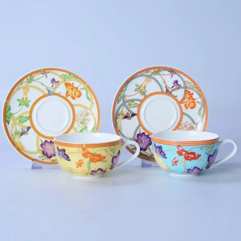Floral turquoise & gold bone dinnerware set dining room tableware