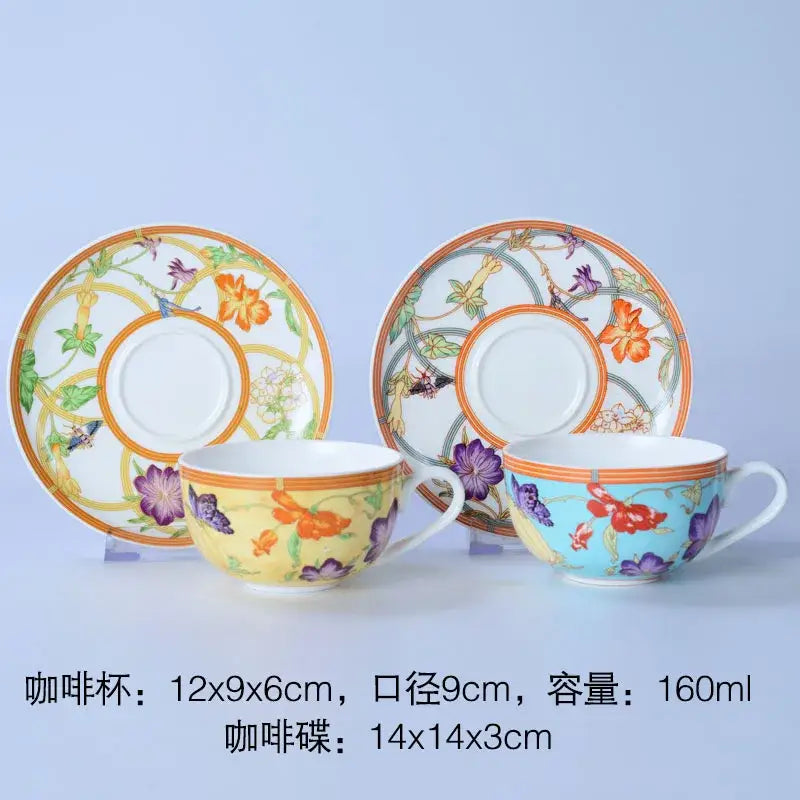 Floral turquoise & gold bone dinnerware set dining room tableware