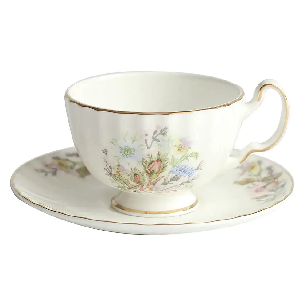 Floral white bone china tea set dining room tableware