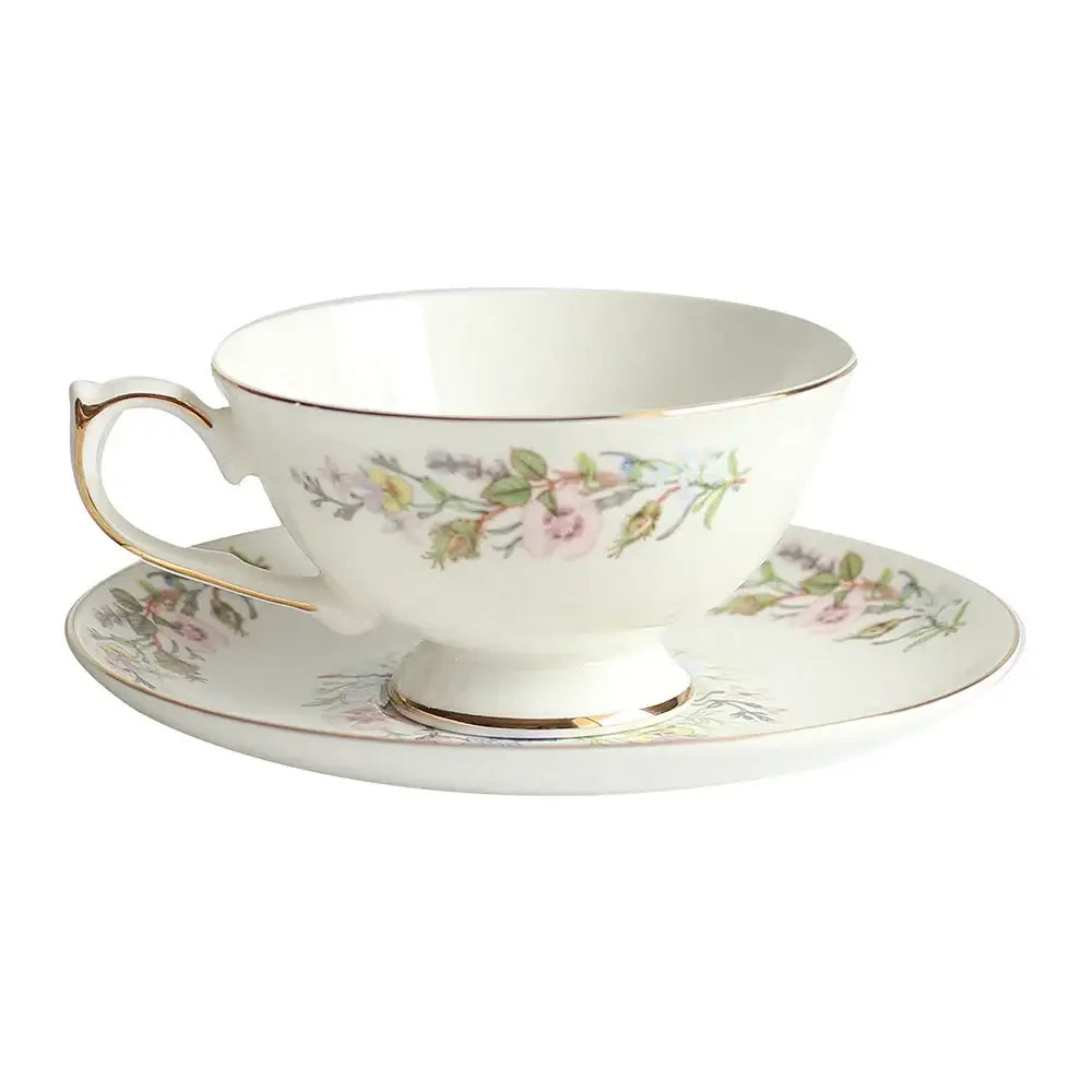 Floral white bone china tea set dining room tableware