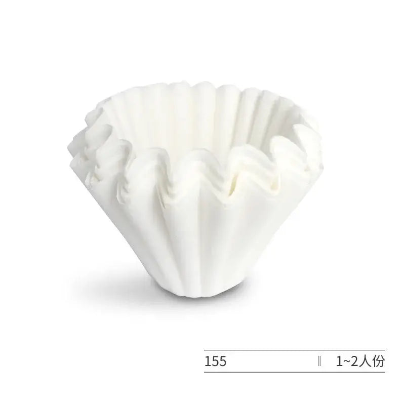 Fluted white disposable paper coffee filters kitchen basket style