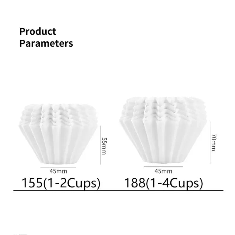 Fluted white disposable paper coffee filters kitchen basket style