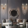 French country brushed brass clear crystal wall lamp bedroom sconce