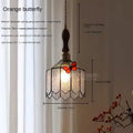 French retro stained glass decorbites butterfly chandelier bedroom light