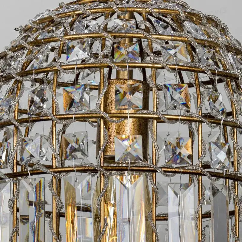 French style bronze crystal chandelier living room cage pendant light