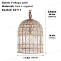French style bronze crystal chandelier living room cage pendant light