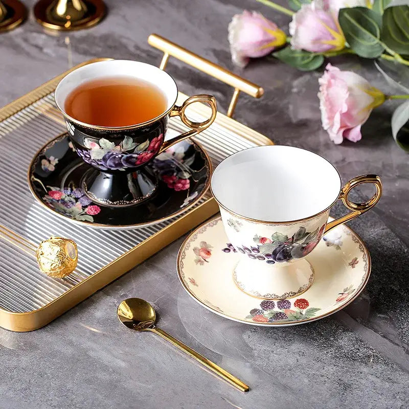 French style cream fruit bone china teaware set dining room tea cup