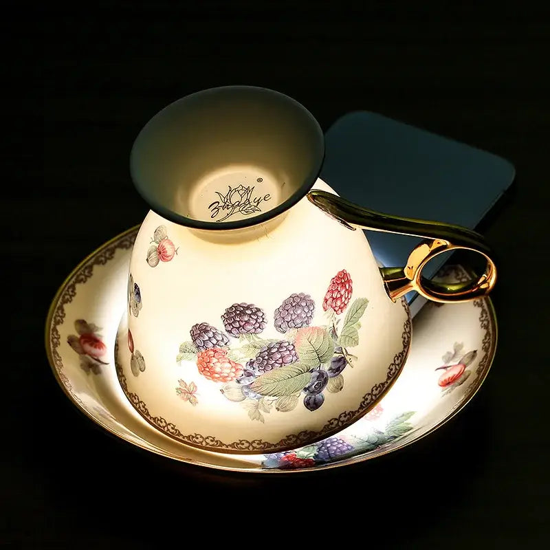 French style cream fruit bone china teaware set dining room tea cup