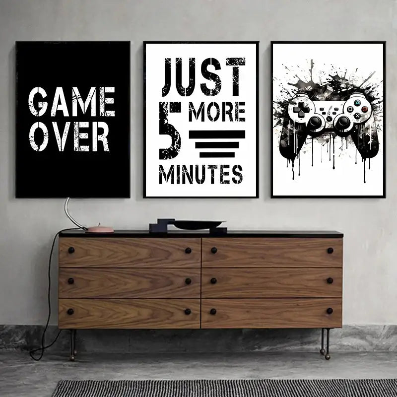 Game Controller Wall Art Black White