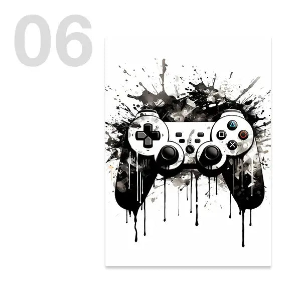Game Controller Wall Art Black White