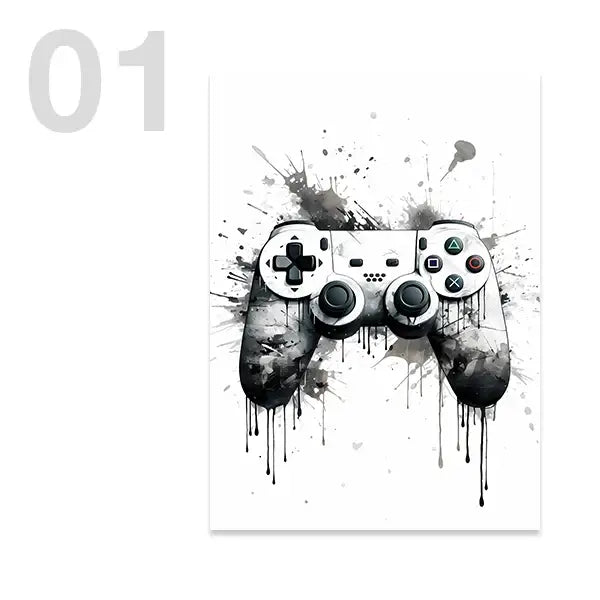 Game Controller Wall Art Black White
