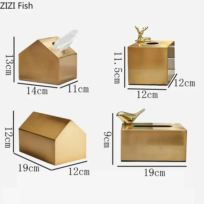 Geometric animal brass color tissue box living room decor
