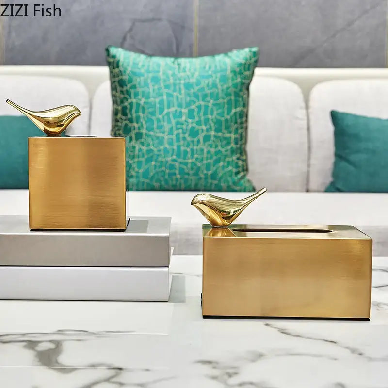 Geometric animal brass color tissue box living room decor