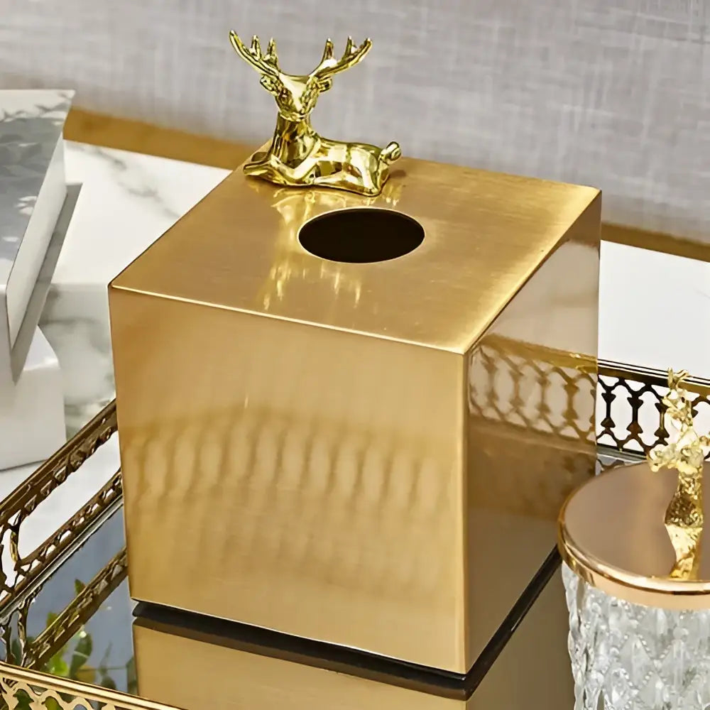 Geometric animal brass color tissue box living room decor