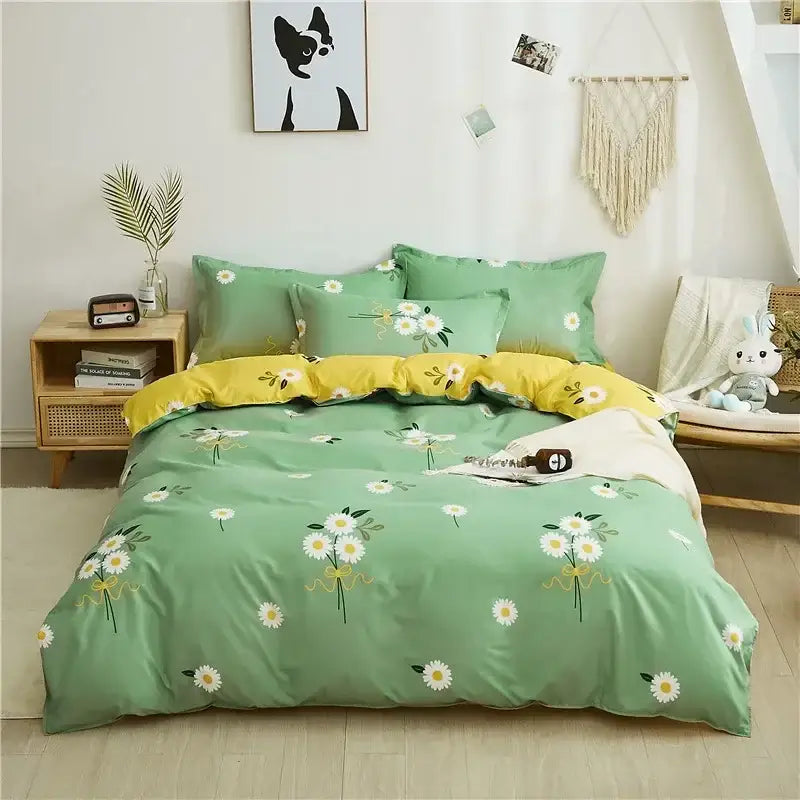 Geometric blue & white king size duvet set bedroom bedding