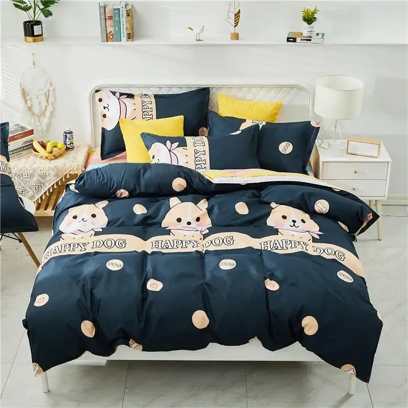 Geometric blue & white king size duvet set bedroom bedding