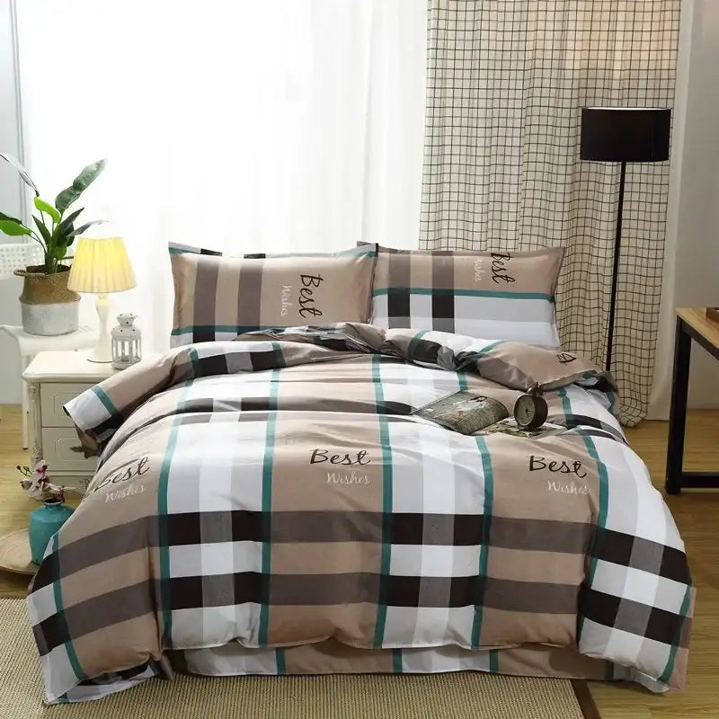 Geometric blue & white king size duvet set bedroom bedding